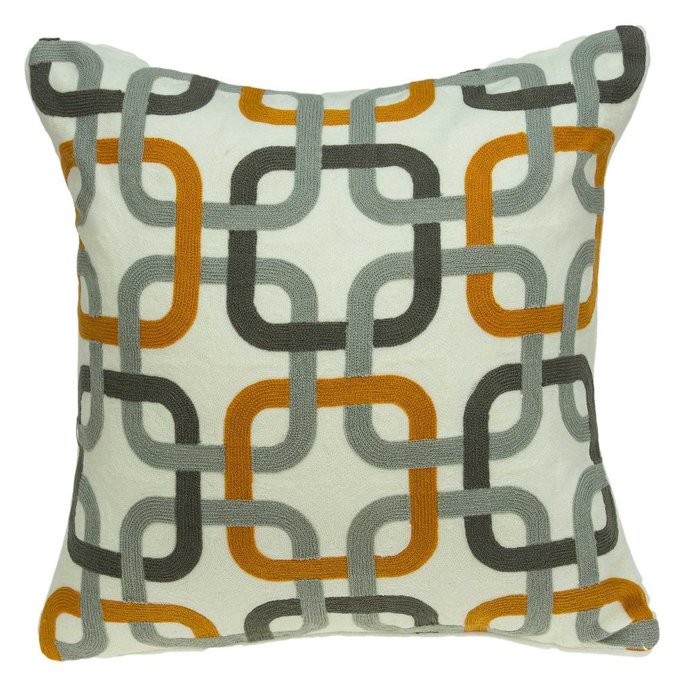 gray and orange pillows