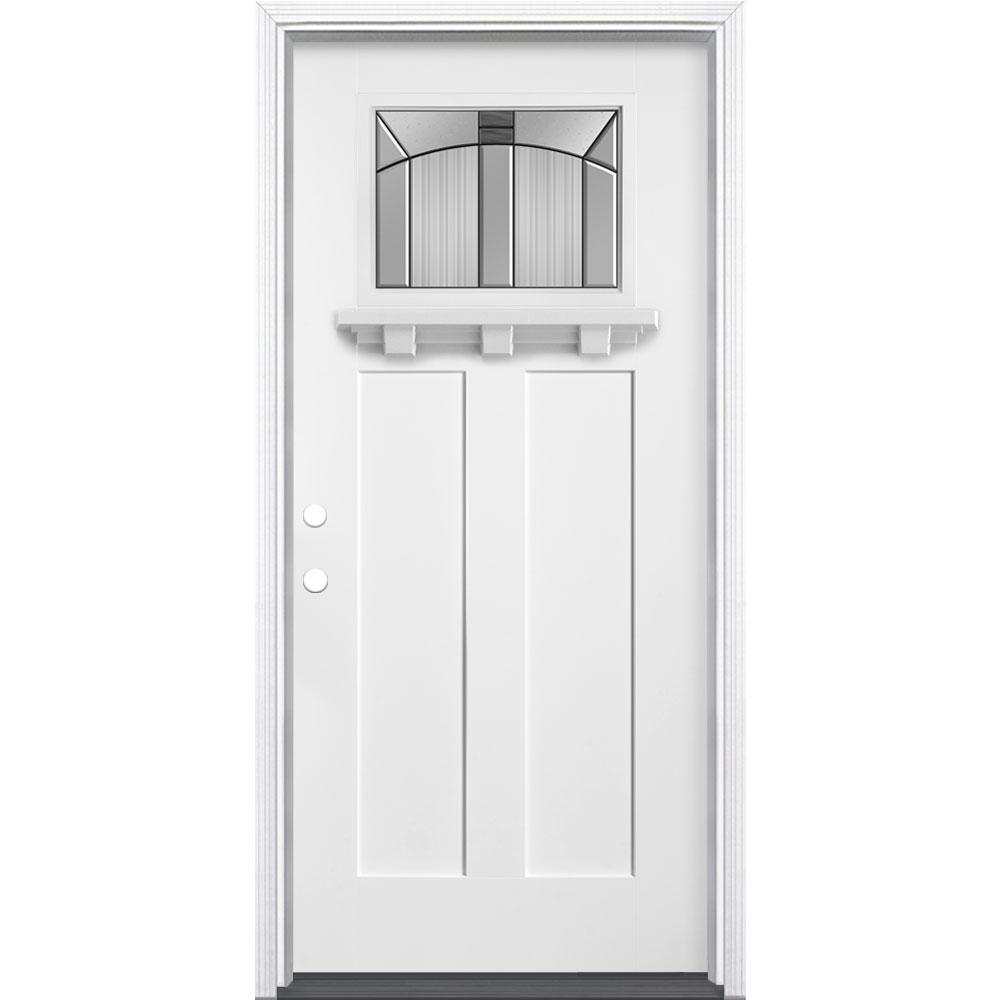 Masonite 36 In X 80 Golden Gate Craftsman Left Hand Inswing Golden Gate Craftsman Left Hand Inswing Primed Smooth Fiberglass Prehung Front Door With Brickmold