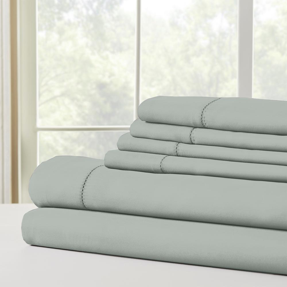 MODERN THREADS TriBlend 6Piece Silver 1200Thread Count Polyester California King Sheet Set