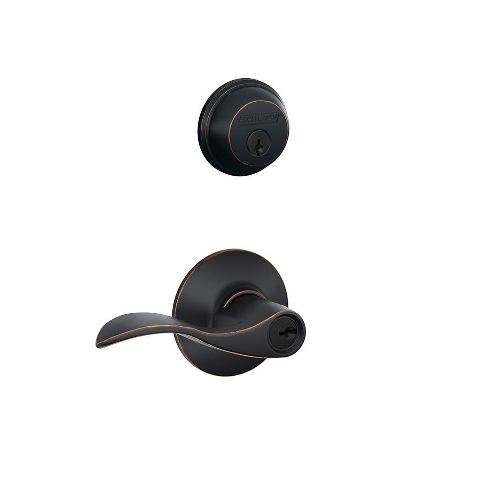 Schlage Accent Aged Bronze Single Cylinder Deadbolt with Entry Door