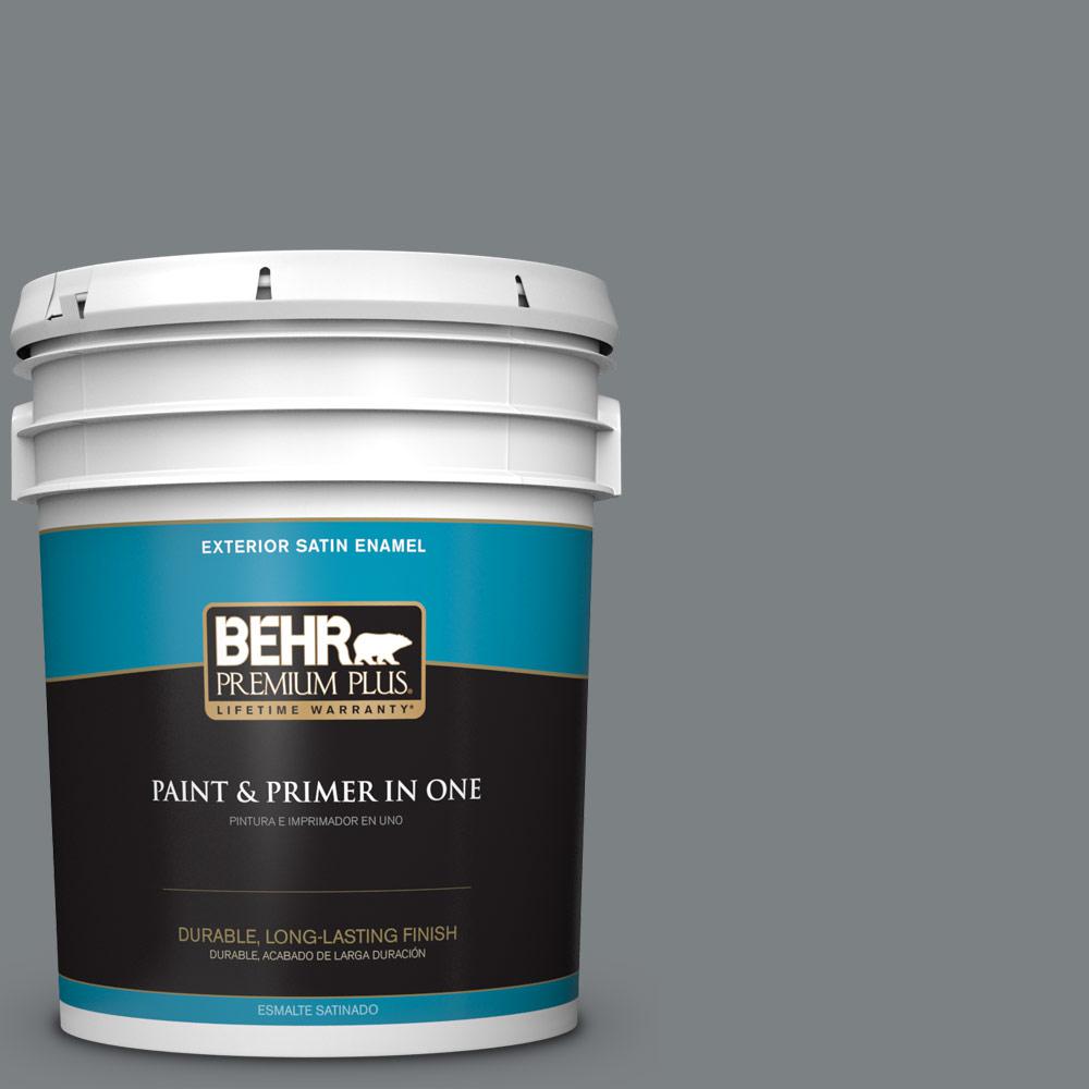 BEHR Premium Plus 5 gal. #PPU26-03 Legendary Gray Satin Enamel ...