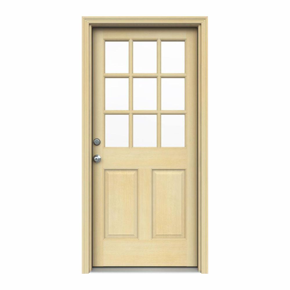JELDWEN 32 in. x 80 in. 9 Lite Unfinished Wood Prehung JELDWEN 32 in. x 80 in. 9 Lite Unfinished Wood Prehung
