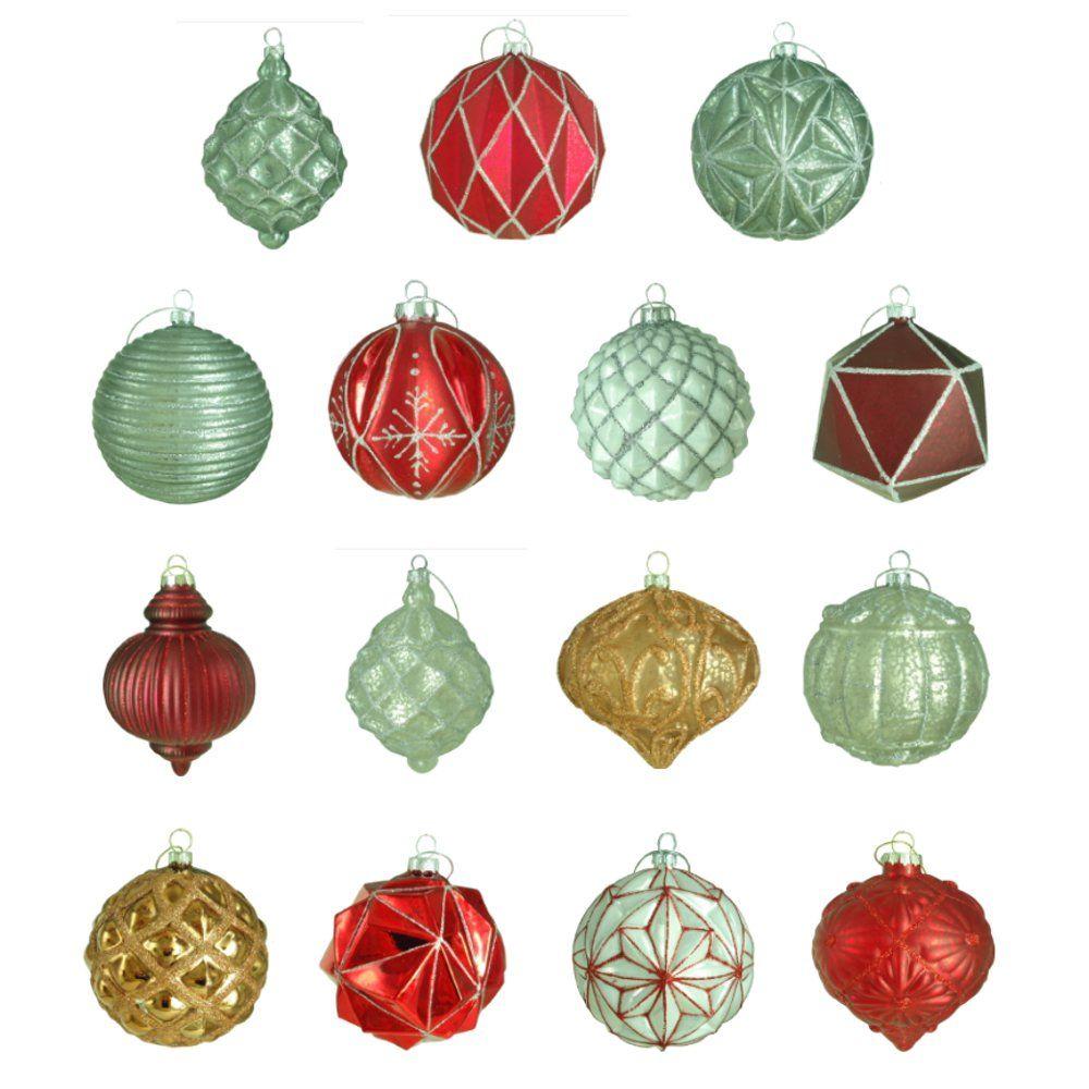 Martha Stewart Living 100 mm Winter Tidings Ornament Assortment (15