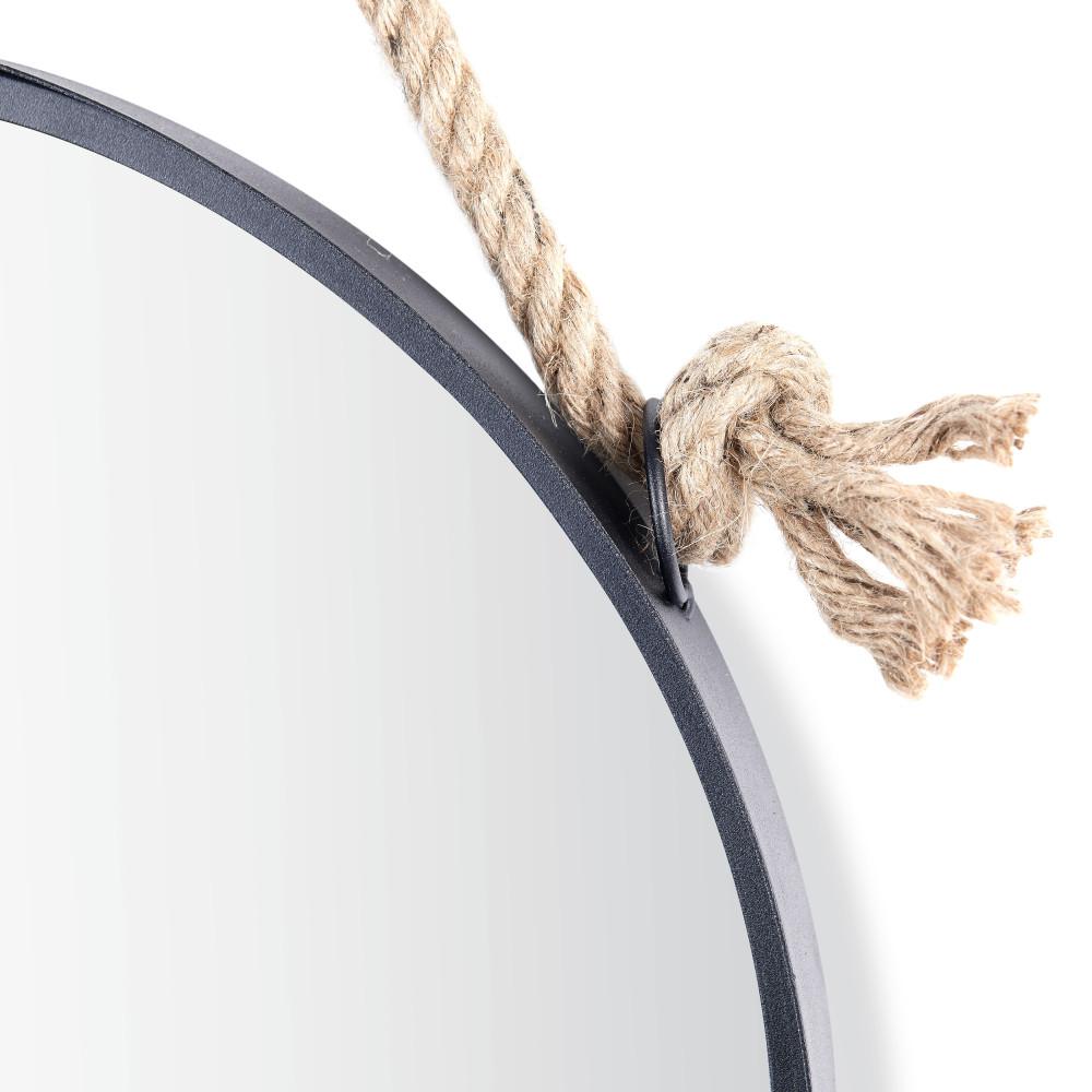 Danya B Newport Black 15 In Round Mirror With Hanging Rope Se2231 Round Mirror With Hanging Rope