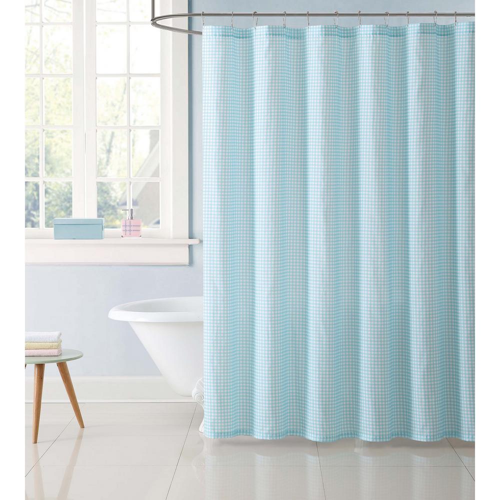 Laura Hart Kids Gingham 72 In Aqua Shower Curtain Sc2328aq Laura Hart Kids Gingham 72 In Aqua Shower Curtain