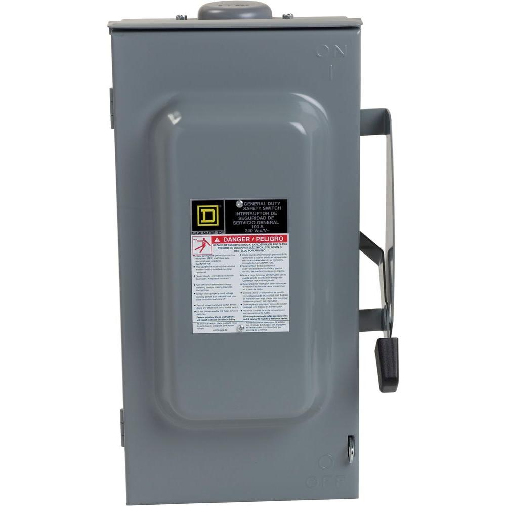 GE 100 AMP 240 VOLT 2 POLE 3W FUSIBLE HEAVY DUTY DISCONNECT SWITCH TH3223R 3R