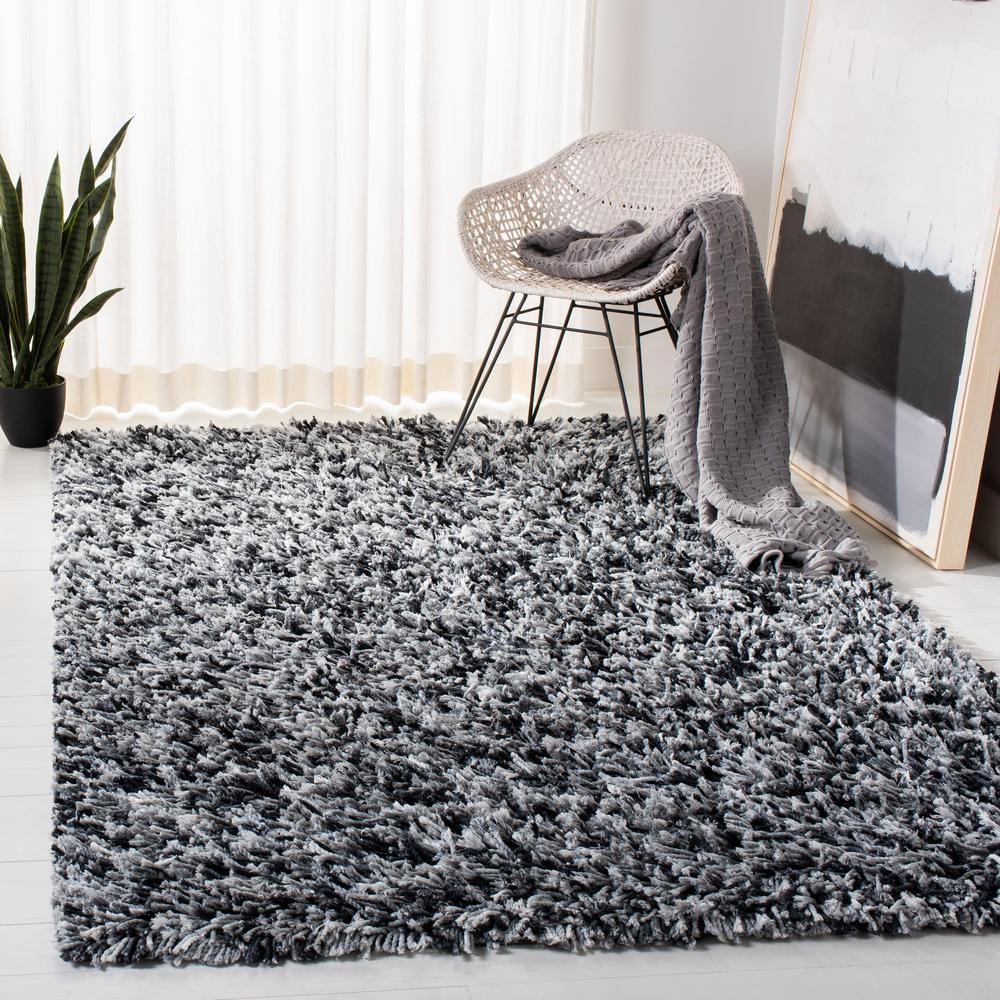 Shag Black Area Rugs Rugs The Home Depot