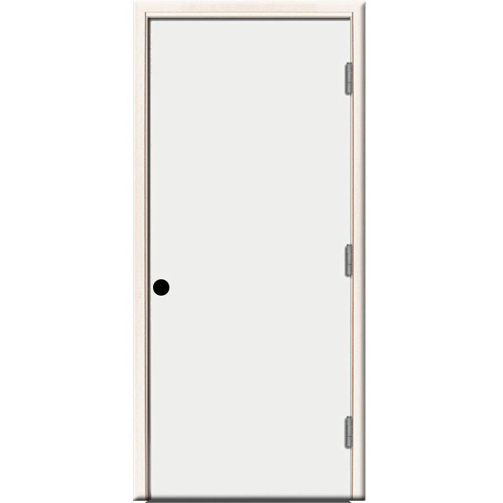 Steves Sons 24 In X 80 In Premium Flush Primed White Left Hand Outswing Steel Prehung Front Door With 4 9 16 In Frame Stfl Pr 24 4olh The Home