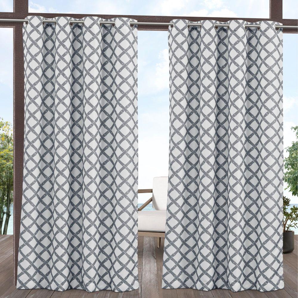 Unbranded Bamboo Trellis Grey White Light Filtering Grommet Top Curtain Panel 54 In W X 96 L 2 Panels Eh8449 03 96g The Home Depot Unbranded Bamboo Trellis Grey White