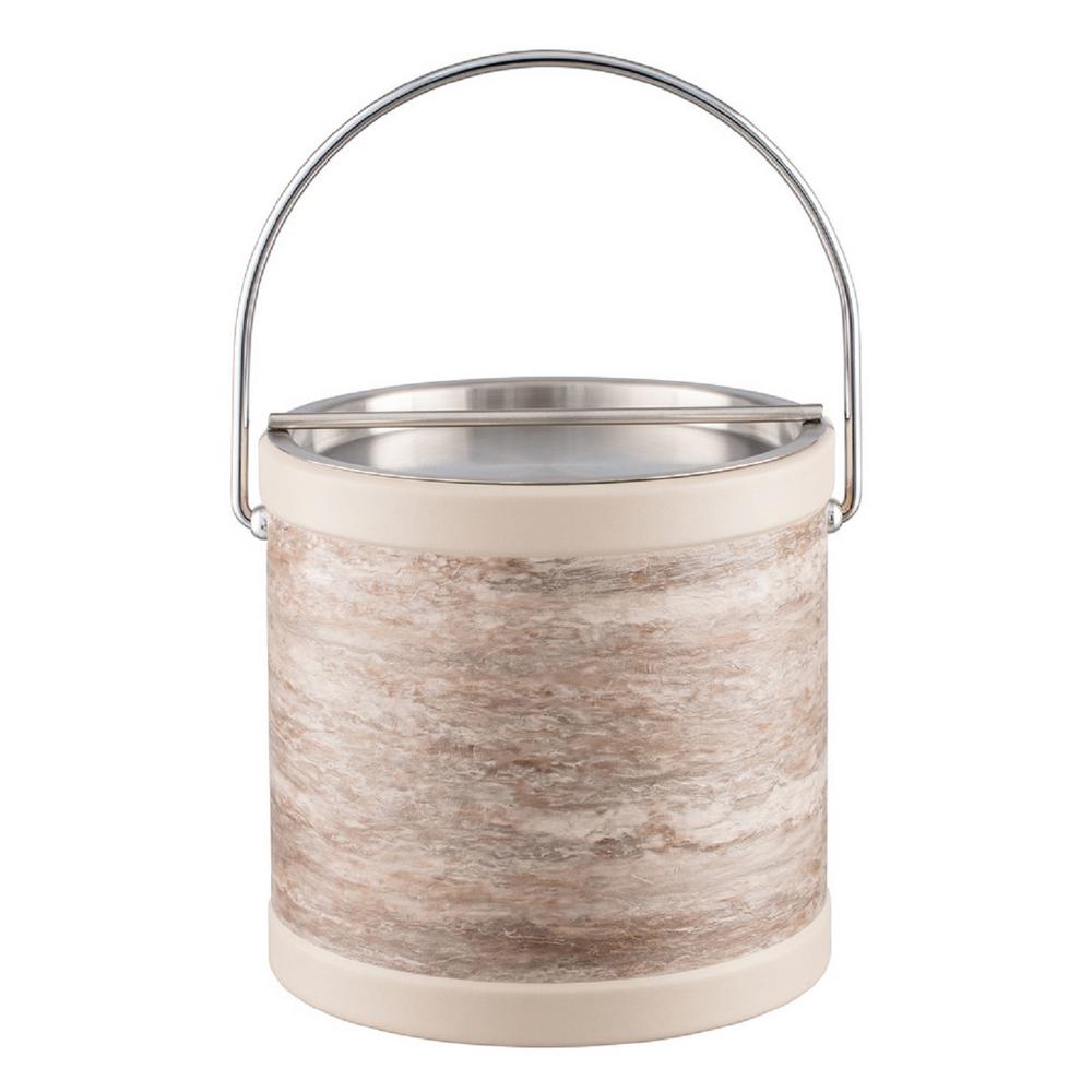 Kraftware Smoke Stone 3 Qt. Gray Ice Bucket with Bale Handle and Metal