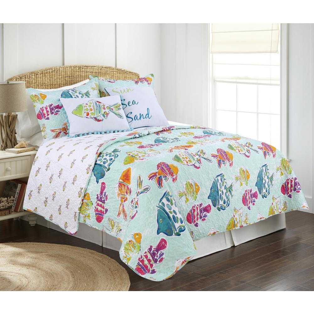 Marlin Fish Blue Multi King Quilt Set 32940 The Home Depot Marlin Fish Blue Multi King Quilt Set