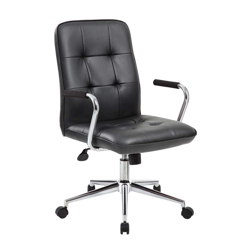 BOSS OFFICE HomePro Armless Desk Chair Black Caressoft Vinyl Chrome