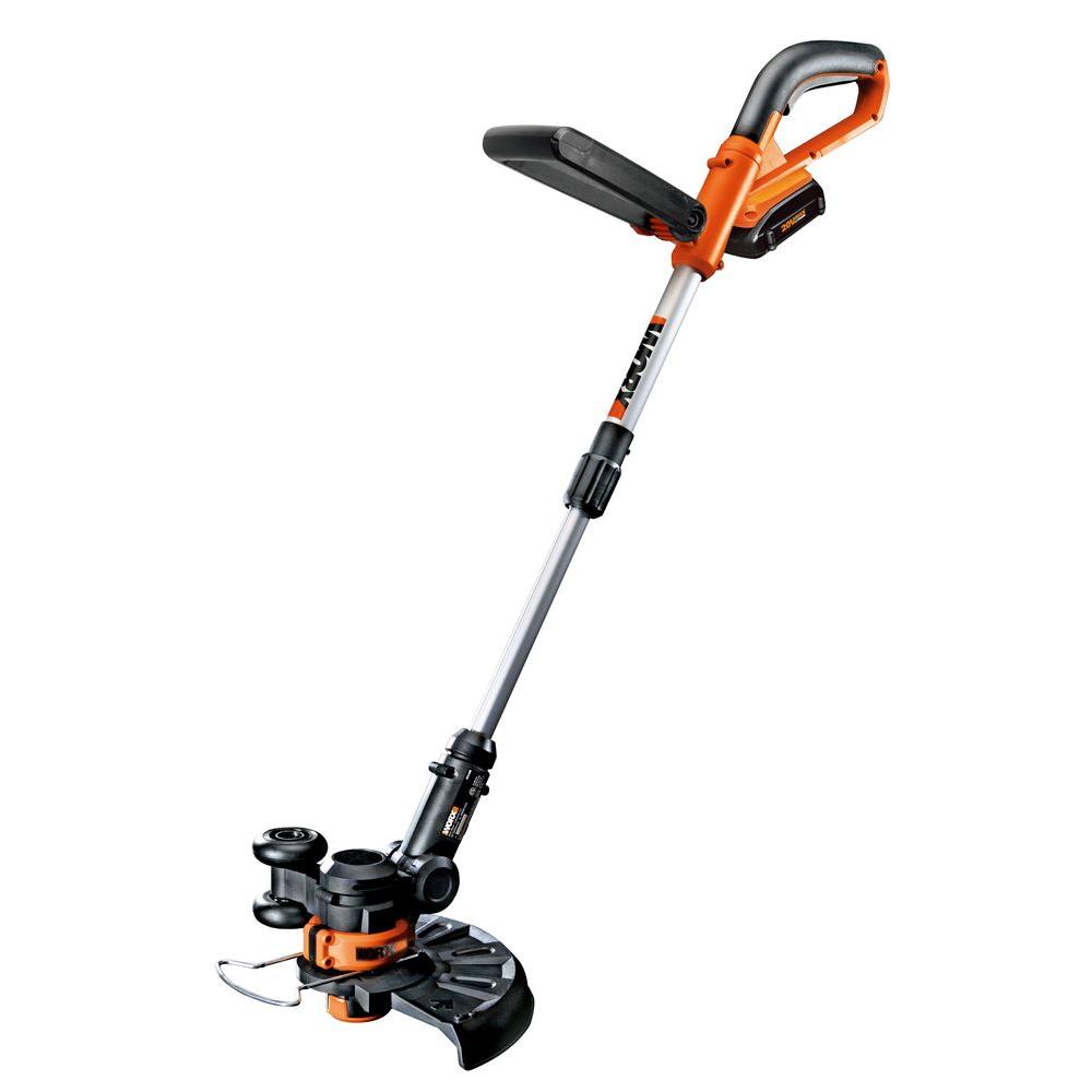 Worx 10 in. 20-Volt Lithium-Ion Cordless Grass Trimmer/Edger with 2 ...