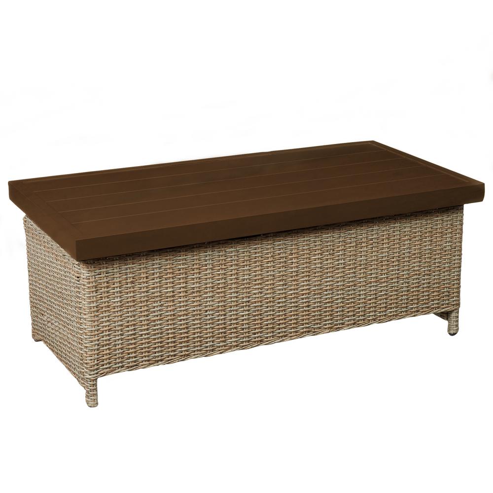 Hampton Bay Outdoor Coffee Tables Patio The Home Depot Lemon Grove Wicker Outdoor Trunk Table