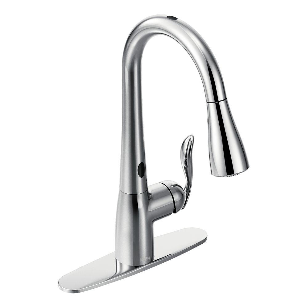 Moen Arbor Single Handle Pull Down Sprayer Touchless Kitchen Faucet With Motionsense In Chrome 7594ec The Home Depot