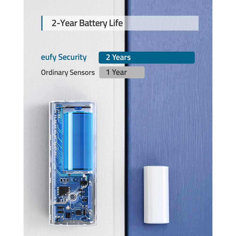 Eufy Security Eufy Entry Sensor Wireless Sends Alerts Triggers Siren 2 Year Battery Life Requires Eufy Homebase No Monthly Fee T89000d4 The Home Depot