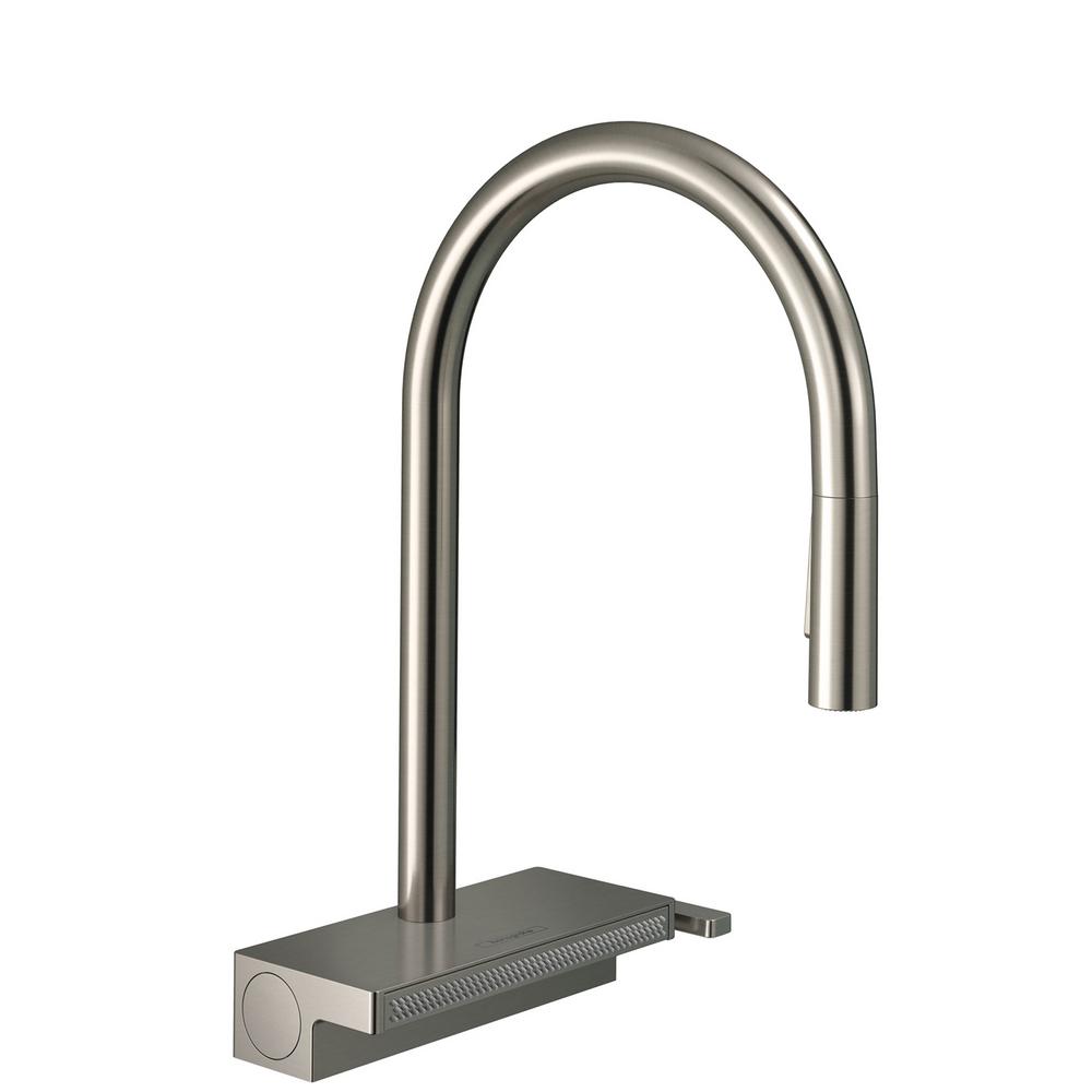 Hansgrohe Aquno Select Single-Handle Pull-Down Sprayer Kitchen Faucet with QuickClean in Steel Optic