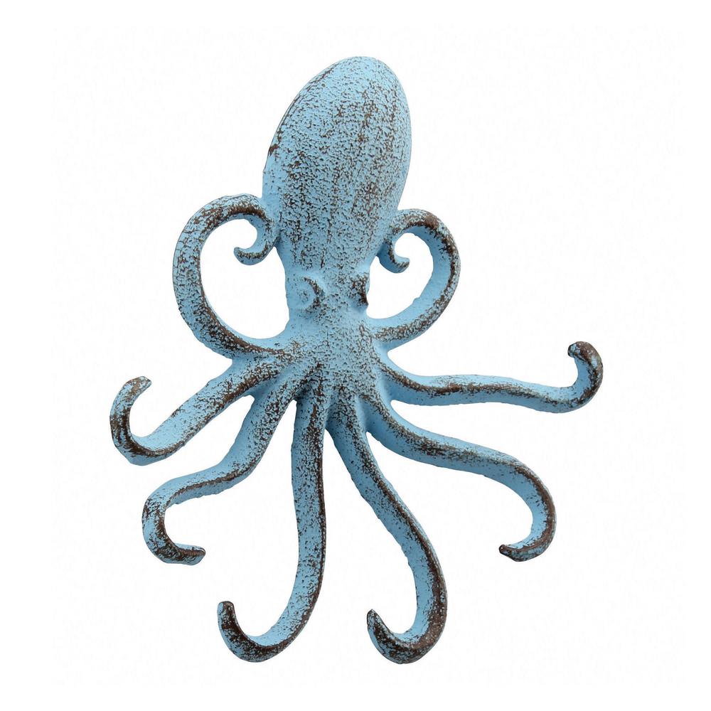 Stonebriar Collection 6 In Blue Cast Iron Octopus Wall Hook