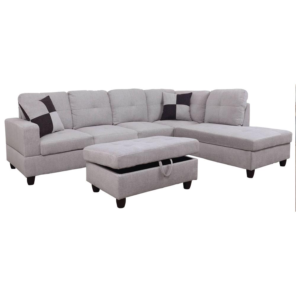 Midnight Blue Right Chaise Sectional with Storage Ottoman SH112B - The ...