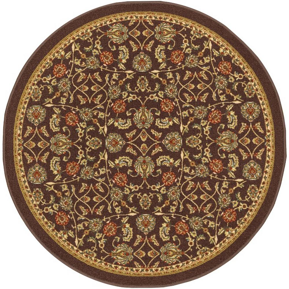 Well Woven Kings Court Tabriz Brown 4 ft. 3 in. x 4 ft. 3 in. Round ...