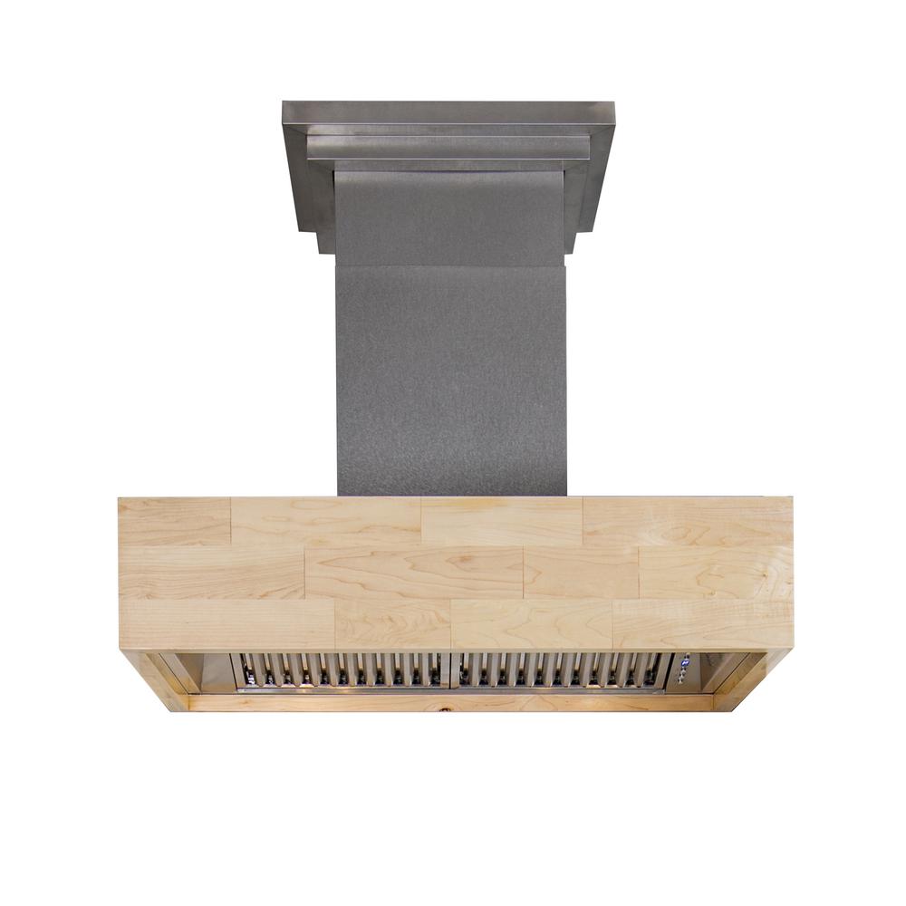 Zline Kitchen And Bath 42 In 1200 Cfm Wooden Island Mount Range Hood Butcher Block Maple Zline Kitchen And Bath 42 In 1200 Cfm Wooden Island Mount Range Hood Butcher Block Maple