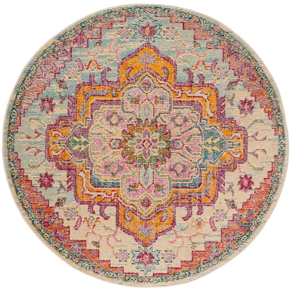 Safavieh Crystal Light Blue/Fuchsia Round Area Rug