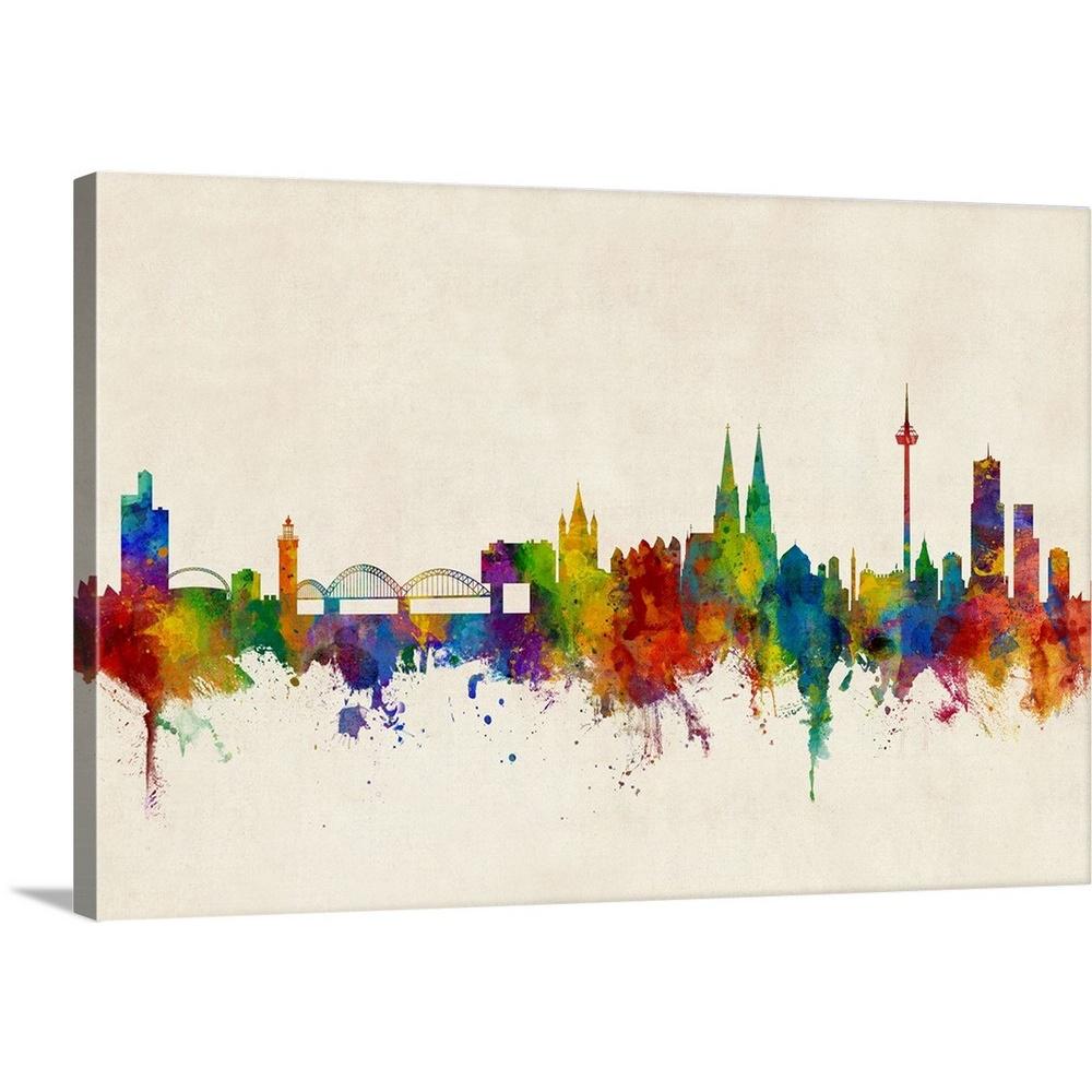 Greatbigcanvas 36 In X 24 In Cologne Germany Skyline By Michael Tompsett Canvas Wall Art 2525973 24 36x24 The Home Depot