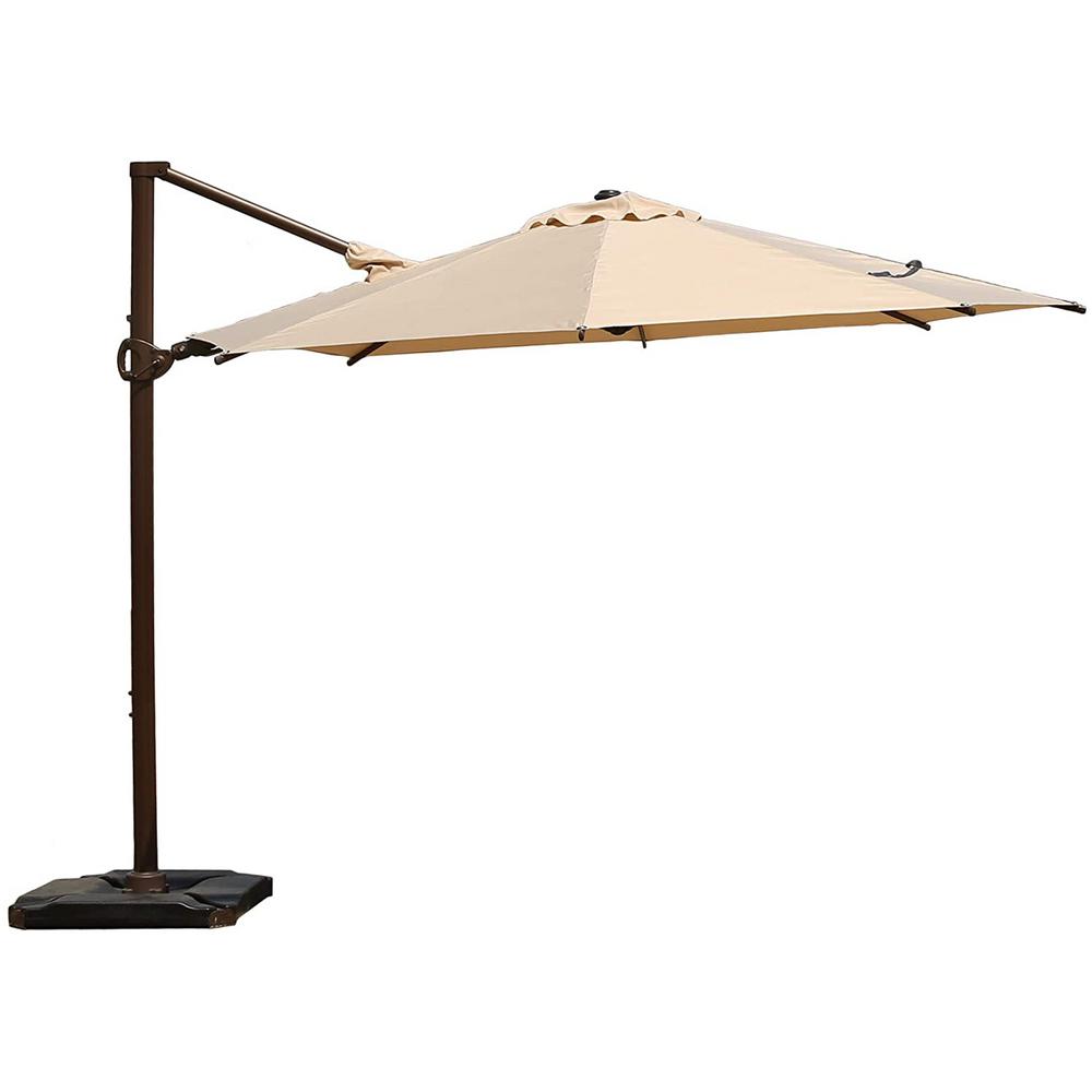 Abba Patio 10 Ft 360 Degree Rotating Aluminum Cantilever Patio Umbrella With Base Weight In Beige Hdtrc300be The Home Depot