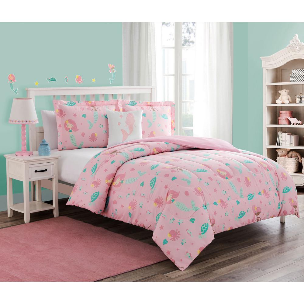 Cloud 9 Sea Princess 3 Piece Pink Twin Comforter Set With