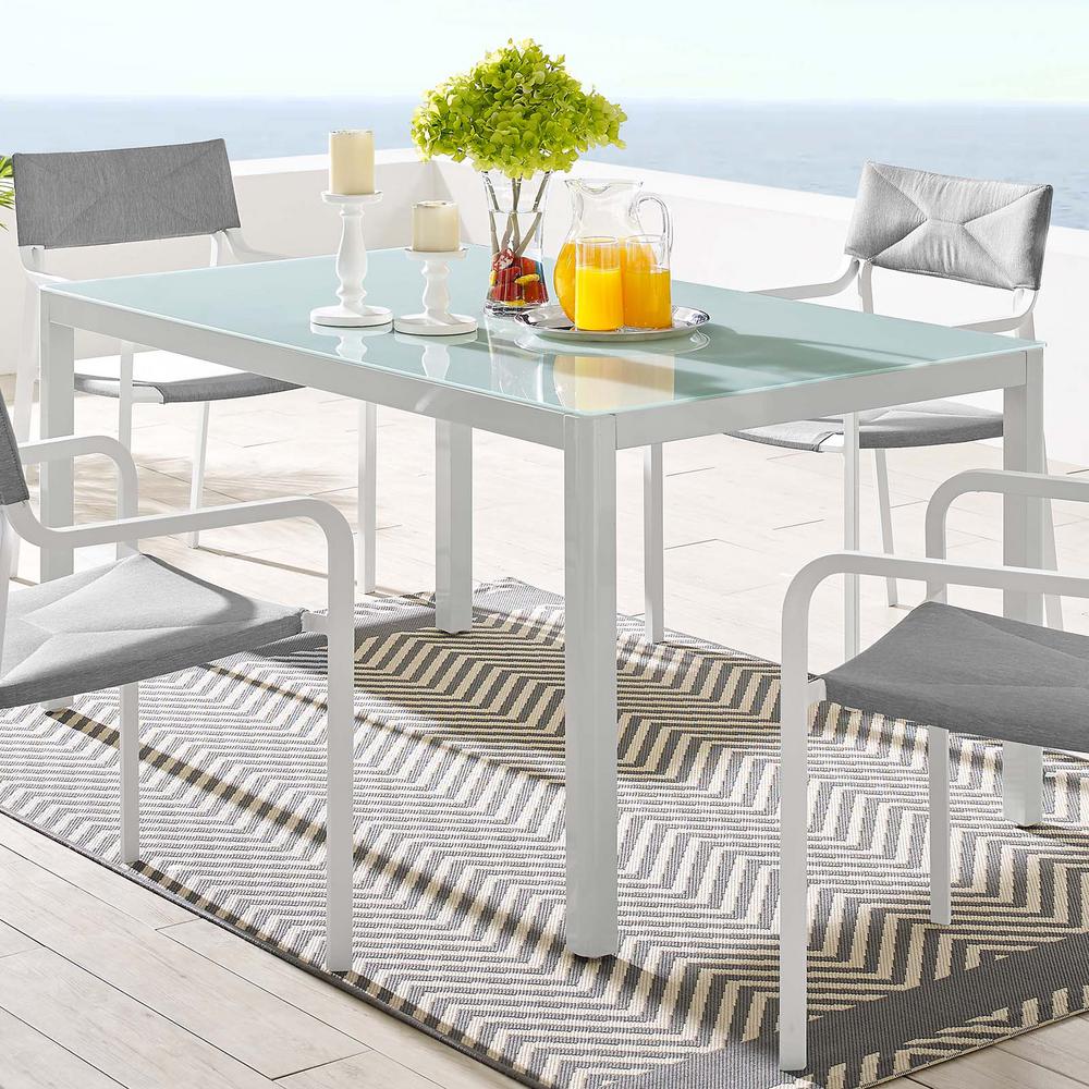 Modway Raleigh 59 In Outdoor Patio Aluminum Dining Table White Eei 3576 Whi The Home Depot Outdoor Patio Aluminum Dining Table, Patio Furniture Raleigh