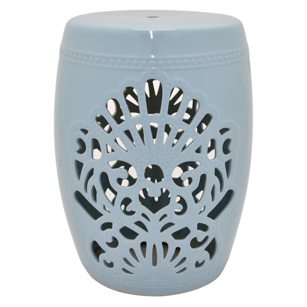 Three Hands 18 5 In Light Blue Ceramic Garden Stool 45806 The