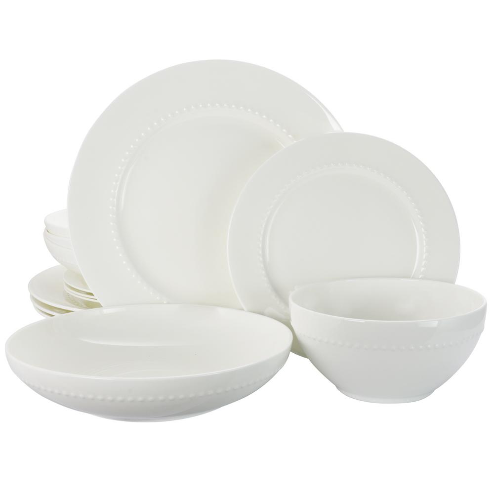 GIBSON Elite Gracious Dining 16-Piece White Dinnerware Set-985105182M ...