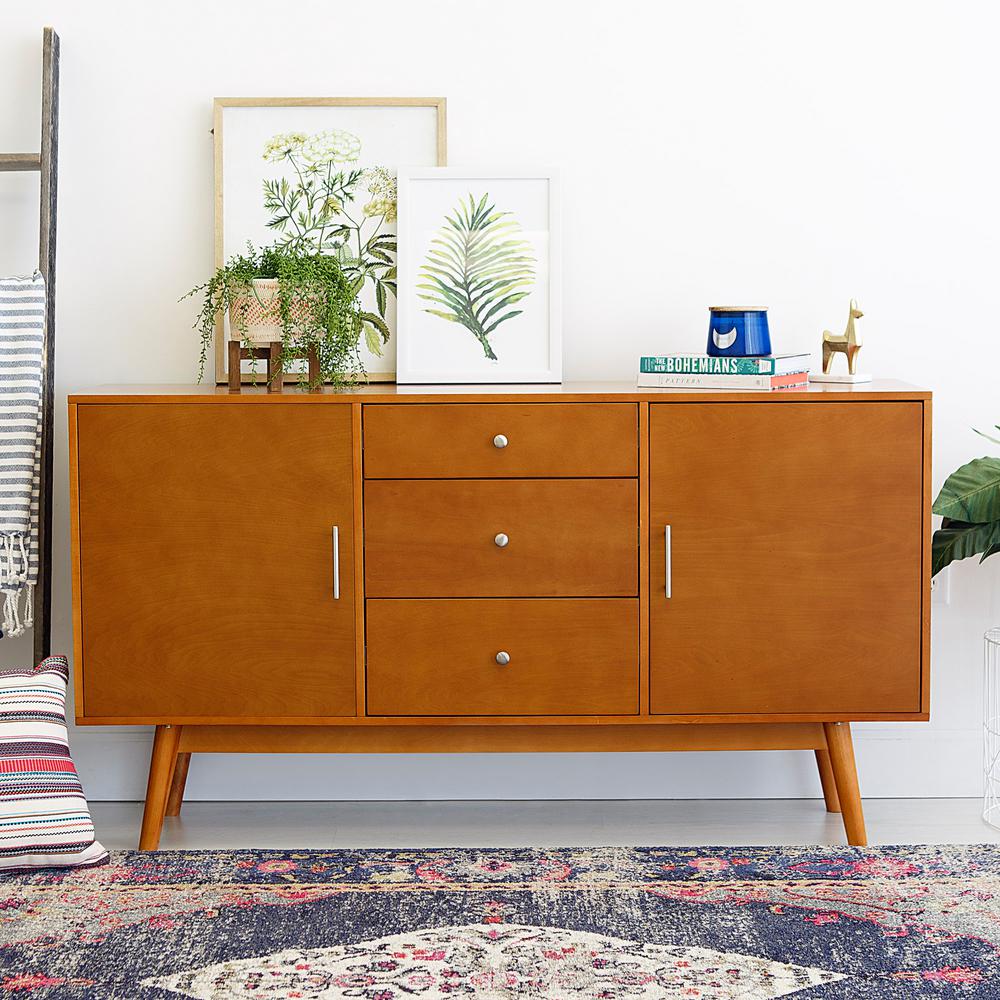 Walker Edison Furniture Company 60 in. MidCentury Modern Wood TV Console AcornHD60CMCAC