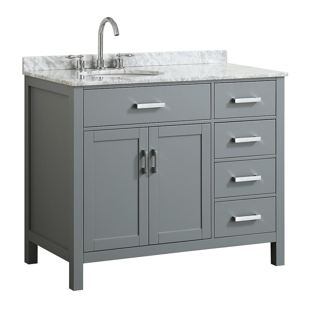 Beaumont Decor Hampton 43 In W X 22 In D Bath Vanity In Grey With Marble Vanity Top In White With White Basin Bdv043slovlgry The Home Depot