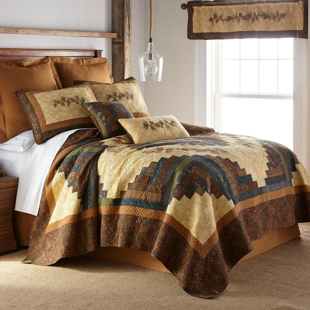 Reviews For Donna Sharp Cabin Raising Pine Cone Brown Cotton King Quilt Set 3 Piece Z66007 The Home Depot