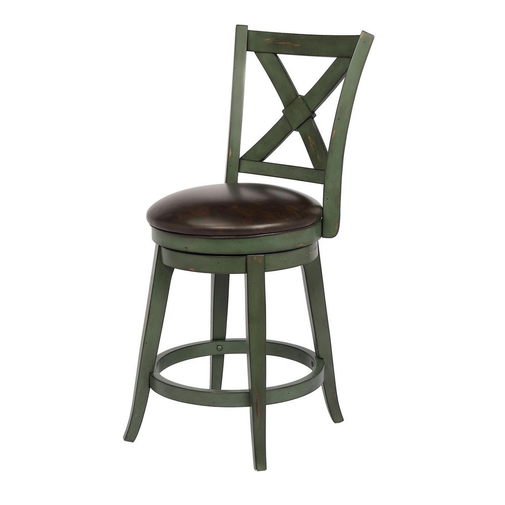 Craft Main Bailey 24 In Green Counter Height Swivel Bar Stool Green Counter Height Swivel Bar Stool Individual