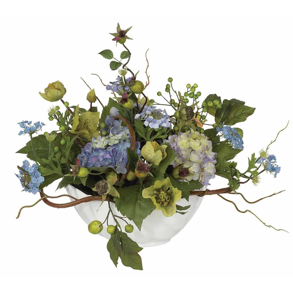 Nearly Natural Hydrangea Centerpiece Silk Flower ...