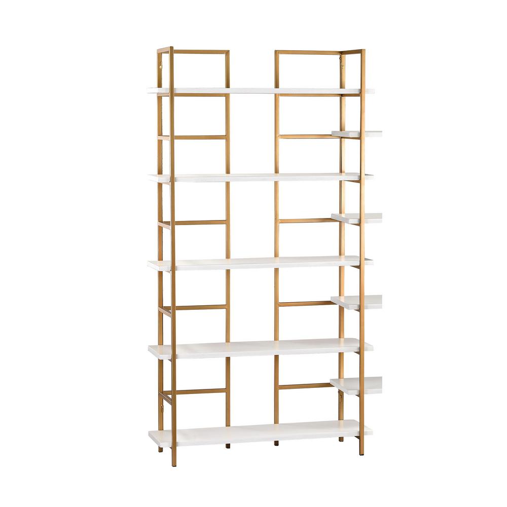 Gold Shelves Units Shelving The Home Depot 5 Shelf White And Gold Shelving Unit
