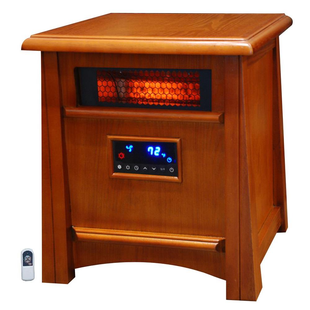 Lifesmart Heaters Life Pro Series 1500-Watt 8 Element Infrared Heater with Deluxe All Wood Cabinet and Remote Browns / Tans LS-8WIQH-LB-IN