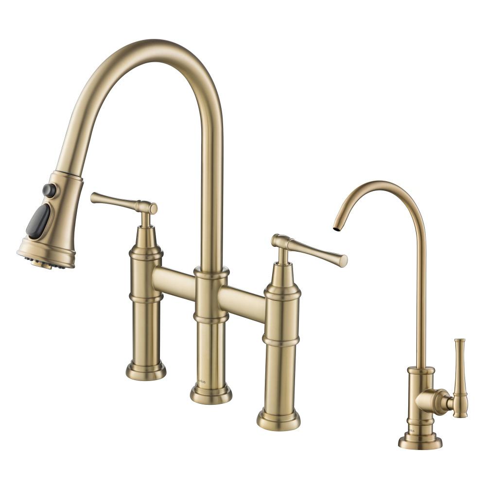 KRAUS Allyn Transitional 2Handle Bridge Kitchen Faucet and Water
