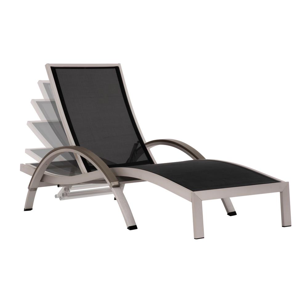  Vivere  Aluminum Outdoor  Chaise Lounge in Black Sling 