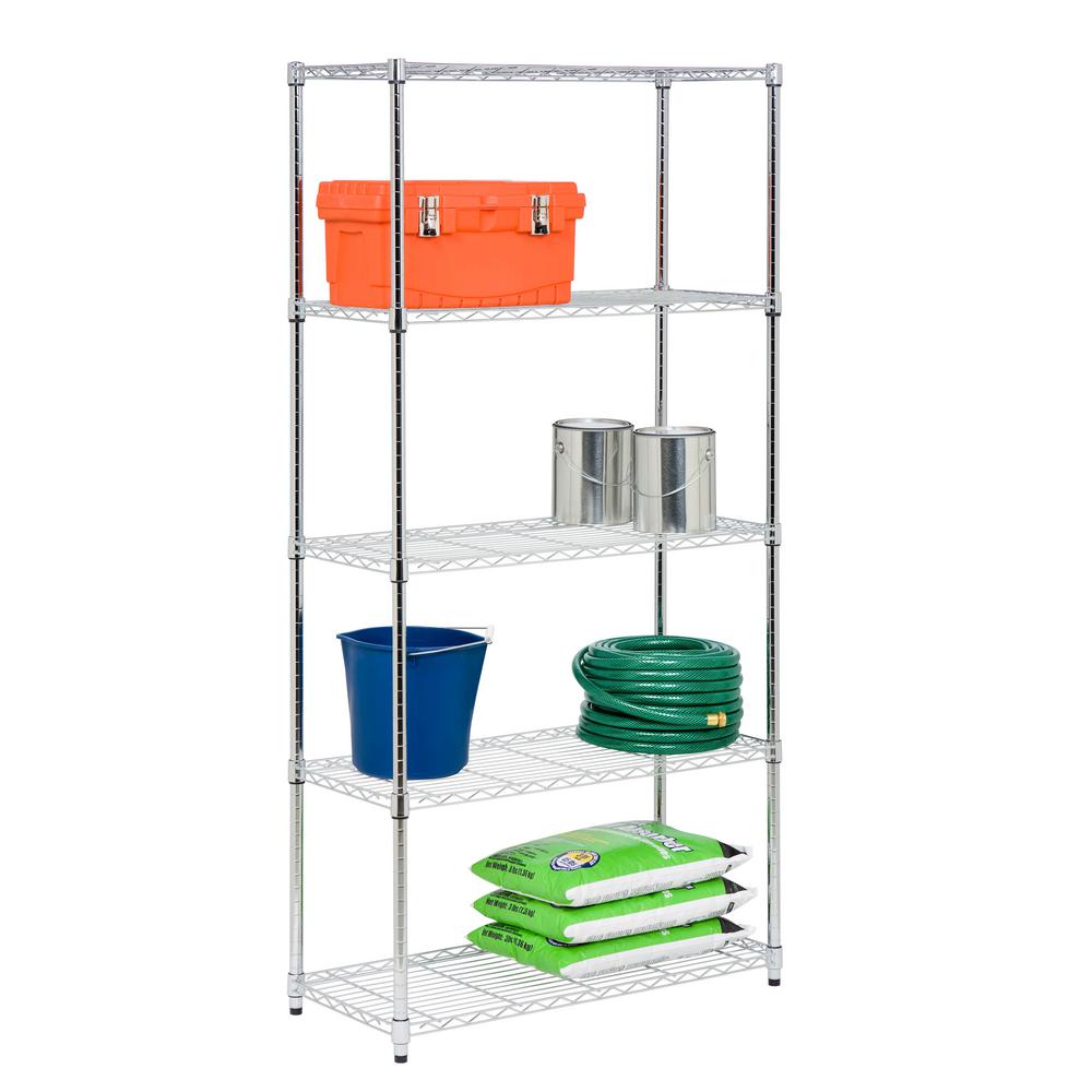 UPC 811434068326 product image for Honey-Can-Do Chrome 5-Tier Metal Wire Shelving Unit (36 in. W x 72 in. H x 18 in | upcitemdb.com