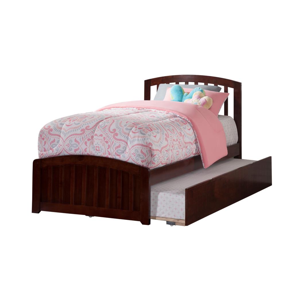Atlantic Furniture Richmond Walnut Twin Platform Bed with Matching Foot Board with Twin Size