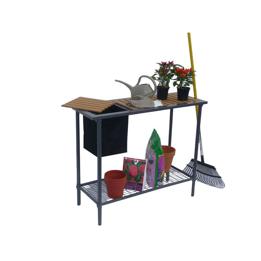 Weatherguard Garden And Greenhouse Composite Wood Top Potting Bench Table Is 911 The Home Depot