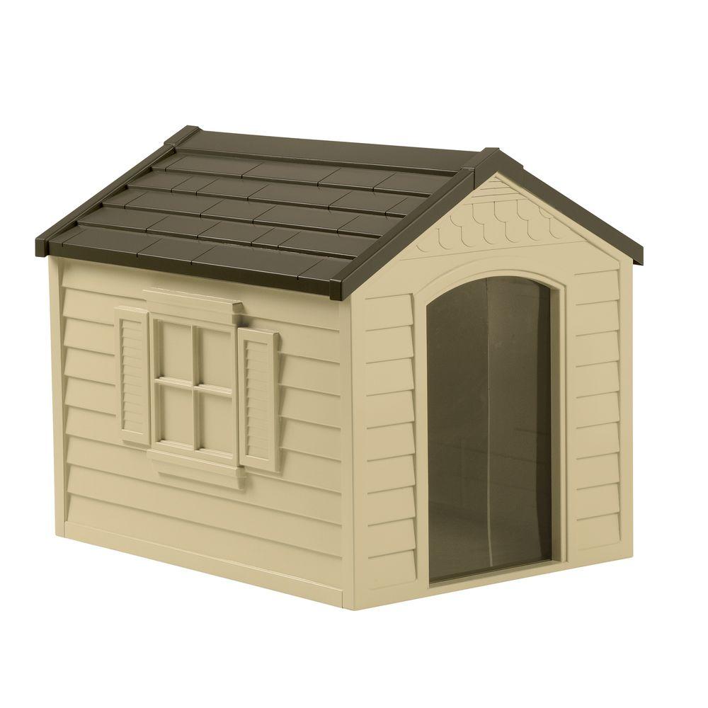 Pet Dog House Home Durable Resin Removable Roof Crowned Floor 27 x 35 x