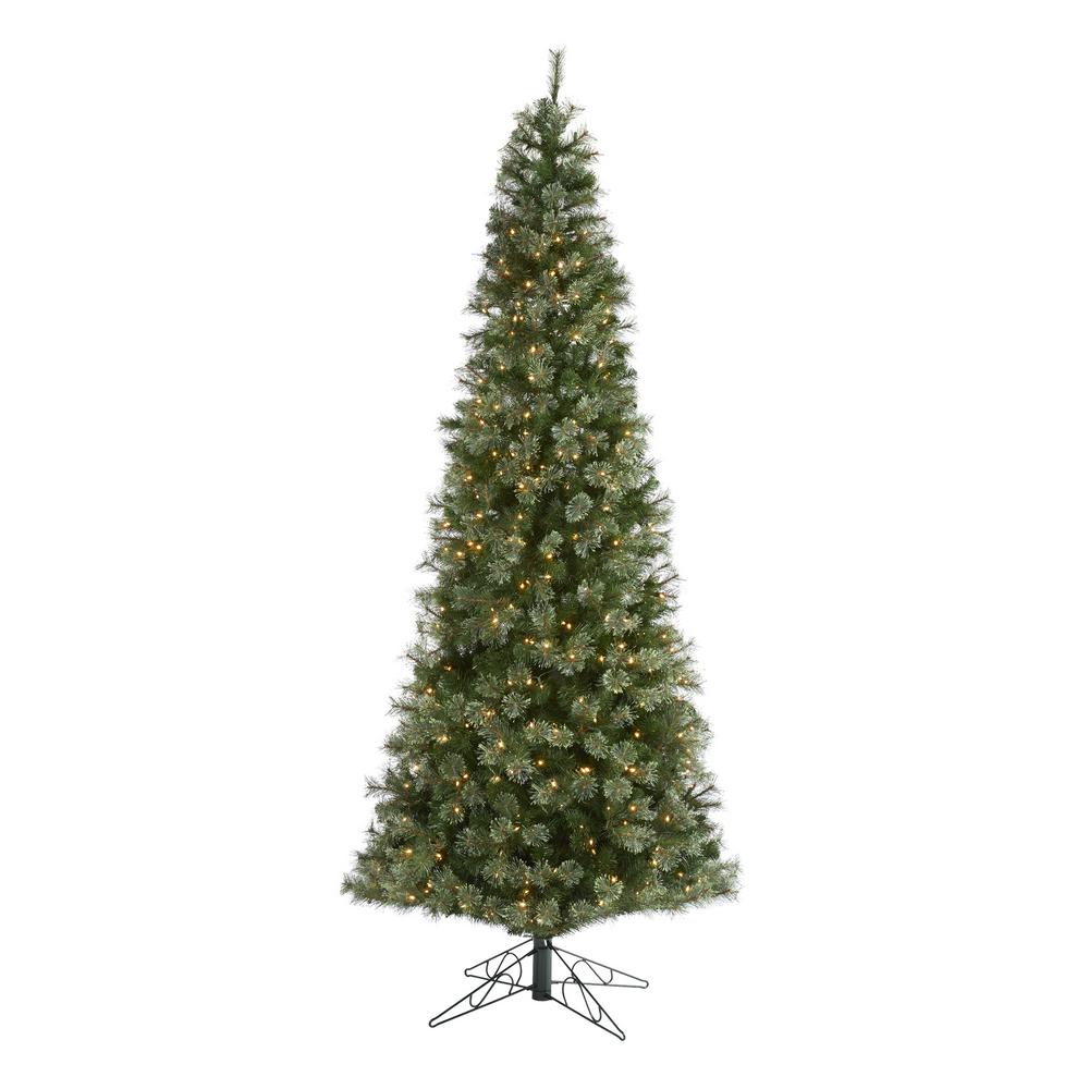 Nearly Natural 10 ft. Pre-lit Cashmere Slim Artificial Christmas Tree