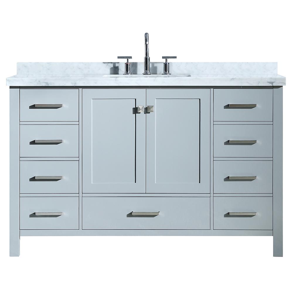 Ariel Vanities With Tops Bathroom The Home Depot Cambridge 55 In Bath Vanity Grey With Marble Top