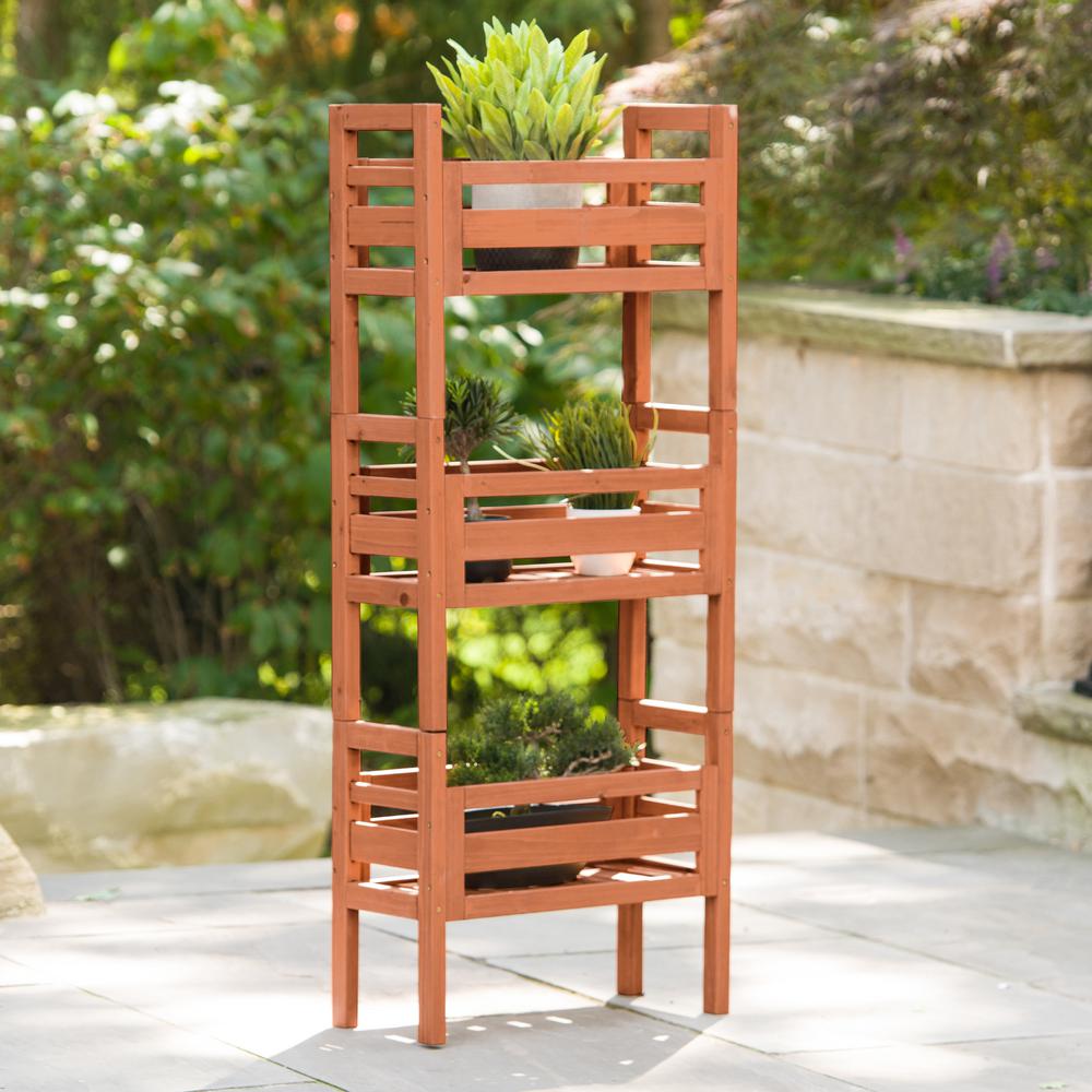 Wood Indoor Plant Stands Planters The Home Depot