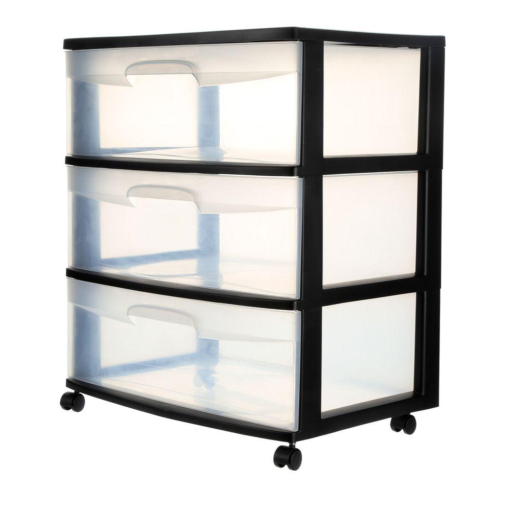 Sterilite 21 88 In 3 Drawer Wide Cart 1 Pack 29309001 The Home Depot