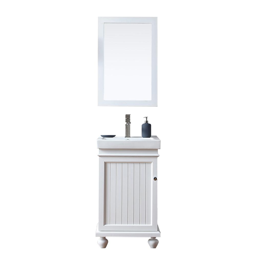 Ove Decors Amber 20 In W X 16 D Vanity White With Ceramic D Vanity In White With Ceramic Top Basin And Mirror